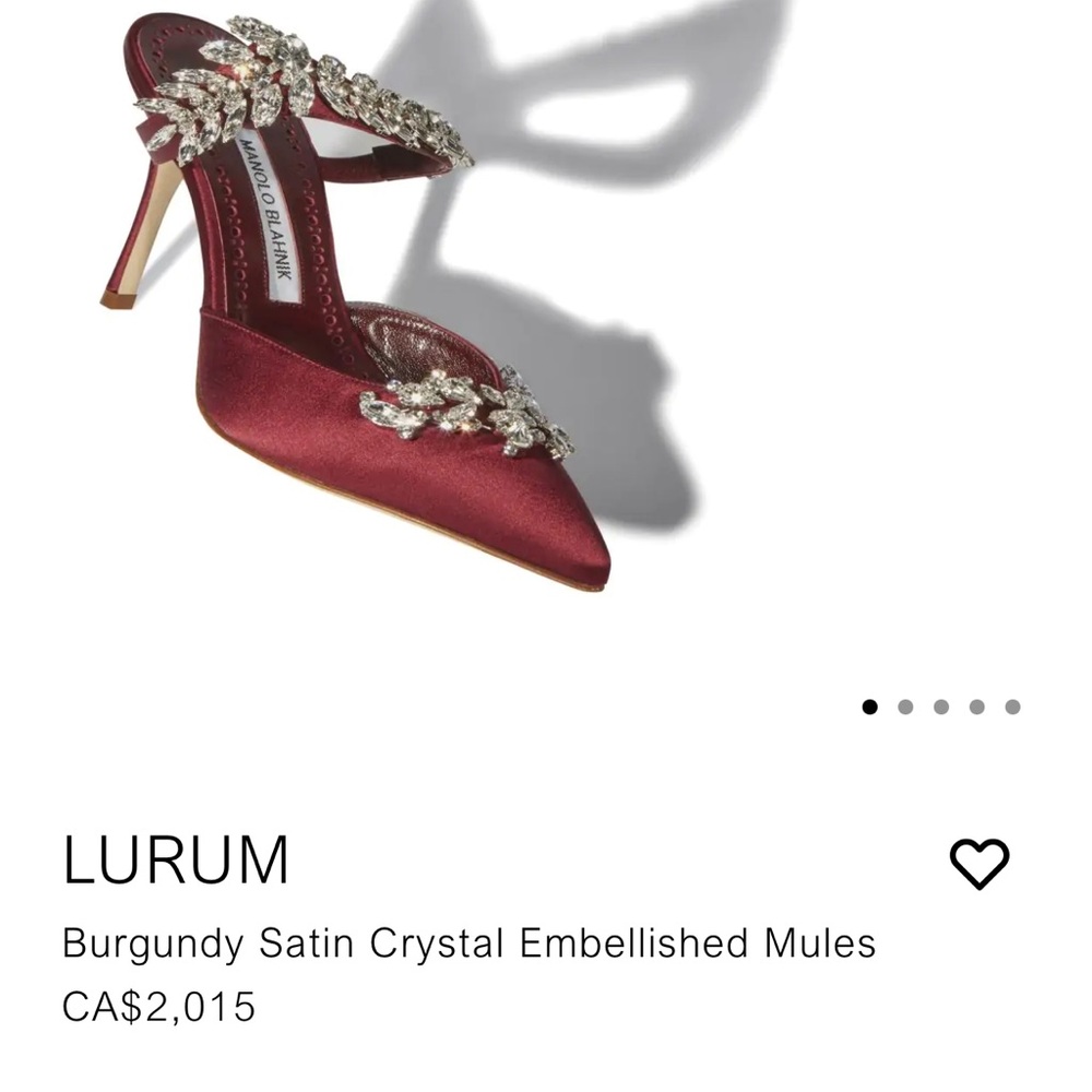 Manolo Blahnik Lurum Burgundy Velvet Crystal Embellished Mules size 40 - Picture 3 of 8
